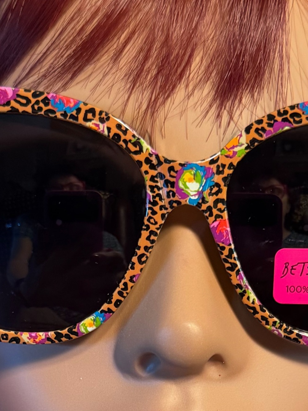 Betsey Johnson NWT Multicolor Leopard Cat-Eye Sunglasses Black Lenses (G014) - Picture 4 of 8